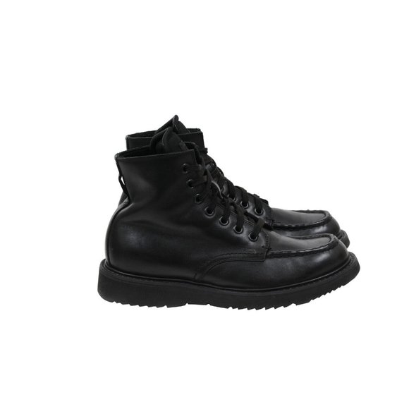 Prada Mens Combat Half Ankle Boots US8.5 UK 7.5 Black Leather Square Toe Lace Up - Picture 8 of 11